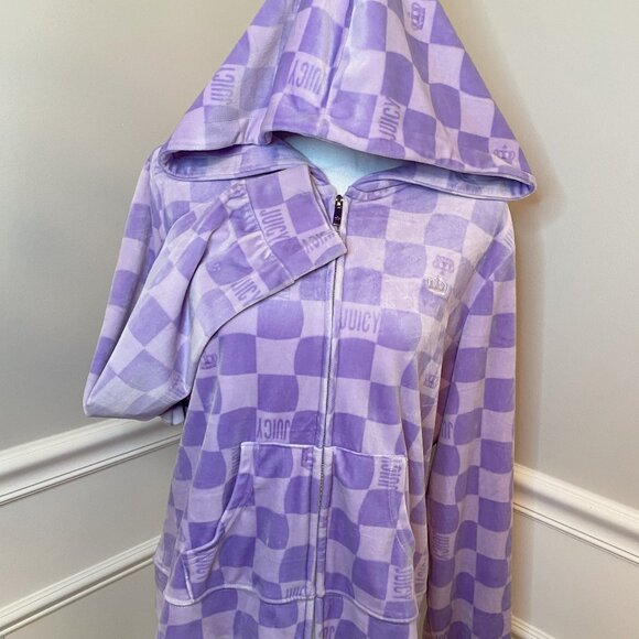 Juicy Couture Sweat Jacket size 1X Purple Checkered - Picture 1 of 7
